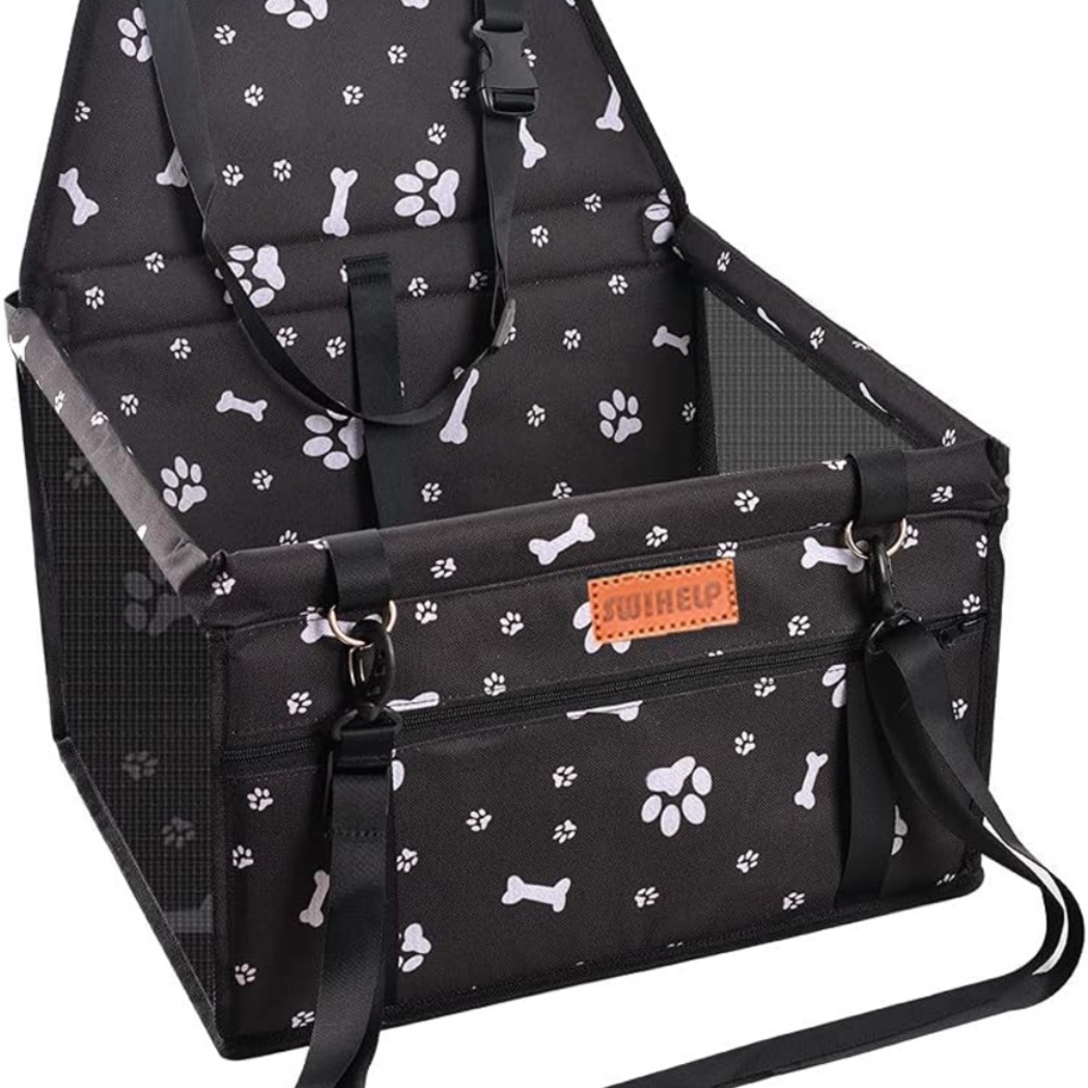 Pet Car Seat with Paw and Bone Print
